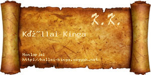 Kállai Kinga névjegykártya