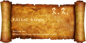 Kállai Kinga névjegykártya